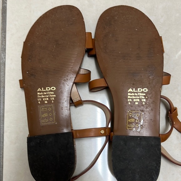 Aldo Brown Gladiator Sandals with Gold Accents | Size 6 - Picture 2 of 5